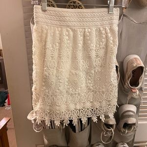 Blue Pepper Elastic Waist Lace Lined Fitted Skirt